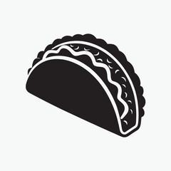 Taco with Tortilla Shell Mexican Lunch Flat Vector Icon for Food Apps and Websites