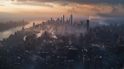 Naklejka premium An ultra realistic photo of the new york city skyline 