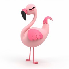Flamingo in 3D style on a white background
