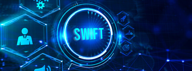 SWIFT. Society for Worldwide Interbank Financial Telecommunications. Financial Banking regulation concept.