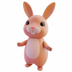 Obraz premium Hare in 3D style on a white background 