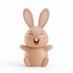 Obraz premium Hare in 3D style on a white background 