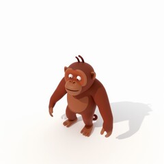 Fototapeta premium Chimpanzee in 3d style on the white background