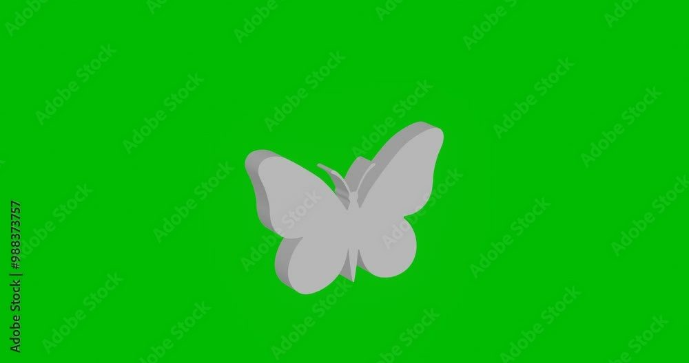 Poster animation of rotation of a white butterfly symbol with shadow. simple and complex rotation. seamless