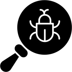 Vector Icon Bug, insect, magnify, scan, virus