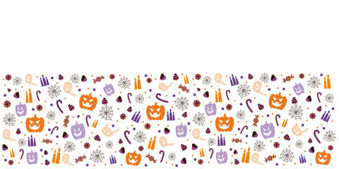 Happy Halloween decorative illustration. Halloween elements decoration background. Vector illustration.