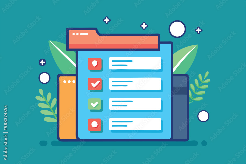 Poster a vibrant design showcasing a customizable dropdown menu, enhanced with colorful icons and greenery,