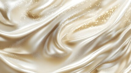 Abstract liquid white gold background with flowing, molten waves of glossy white gold. 