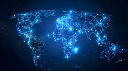 dynamic digital world map emphasize Western Europe continental for AI powered global network connectivity big data transfer cyber technology network information exchange and telecommunication