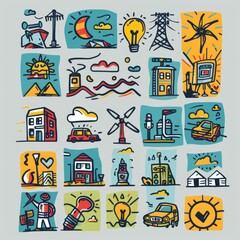 Power line icon, electric main symbol, electric line emblem, power transmission line pictogram