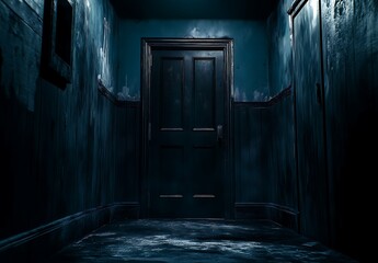 Obraz premium Dark background, dark and scary spooky room, copy space,space for text,Generative AI.暗い背景、暗くて怖い不気味な部屋、コピースペース,テキスト用スペース,Generative AI。