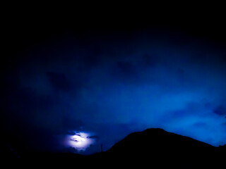 雲の中で沈む月