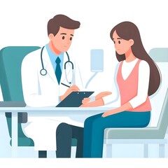 Flat Design Doctor Treating a Patient Illustration