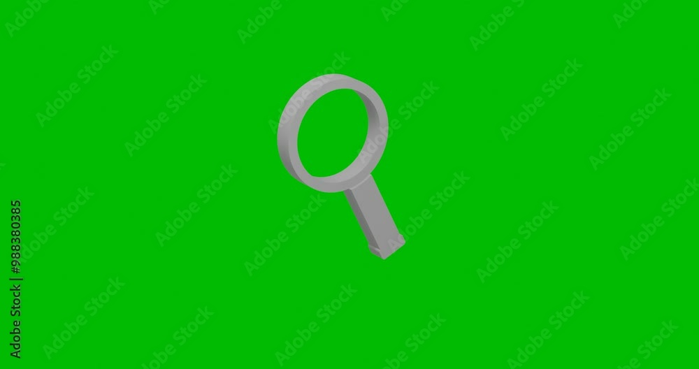 Poster animation of rotation of a white magnifier symbol with shadow. simple and complex rotation. seamless