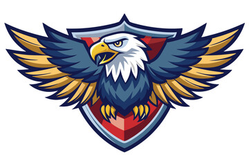 A striking eagle emblem with detailed wings and fierce expression, ideal for branding, logos, and design projects, set against a clean white backdrop.