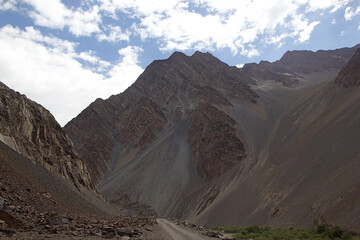 Landscape along the Bartang River in the Gorno-Badakhshan region in Tajikistan