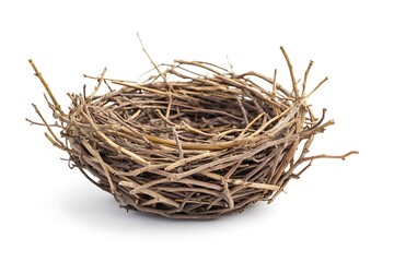 Obraz premium Empty bird nest isolated on white
