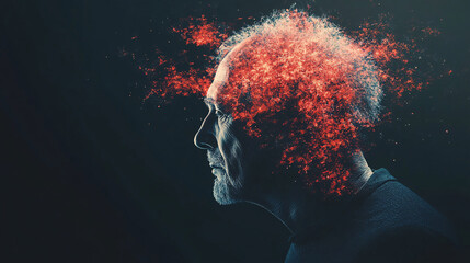 Abstract visual representation of dementia on a black background, featuring intricate and ethereal brain imagery, highlighting the complexity and fragility of the human mind.