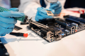 Repairing and upgrade mobile phone, electronic, computer hardware and technology concept.