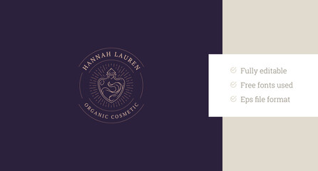 Esoteric bright magic potion jar circle line art logo design template vector illustration. Mythology fantasy glass bottle with sorcerer poison alchemy elixir linear logotype for cosmetology brand