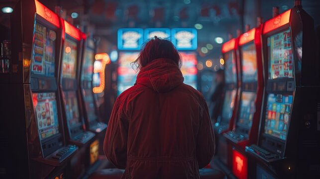 A contemplative scene depicting the solitude of a lone gambler