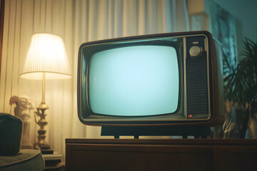 Vintage Television Set in Living Room Interior - Illustration
