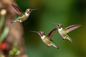 Fototapeta premium Colorful Hummingbirds Hovering in Nature's Agility and Energy
