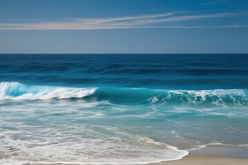 Sophisticated Blue Canvas Art Featuring Gentle Color Gradients and Textured Waves