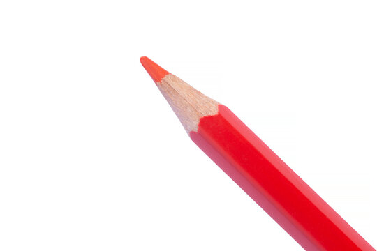 close up of red pencil isolated on white