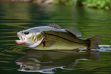 Largemouth Bass Swimming Elegantly in Freshwater Ecosystem