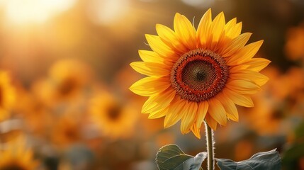 Fototapeta premium Sunflower in a Field of Gold