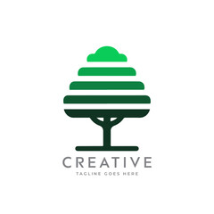 Creative artistic tree logo concept. eco friendly tree logo. Colorful leaf tree logo. minimalist tree vector icon logo
