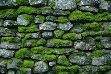 Stone Wall with Green Moss Illustration