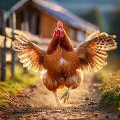 농장에서 노는 중인 닭