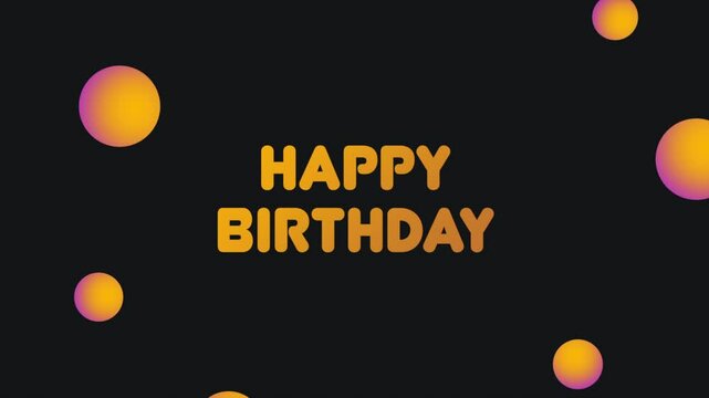 An image with a black background and yellow circles, featuring the text Happy Birthday in the center. A cheerful and vibrant design for birthday greetings