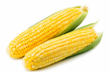 Two Fresh Corn Cobs Realistic Photo