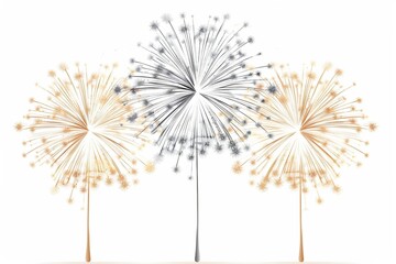 Fototapeta premium Three fireworks are lit up in the sky, with one in the middle