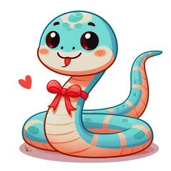 Cute snake 3D ,cartoon style illustration.

