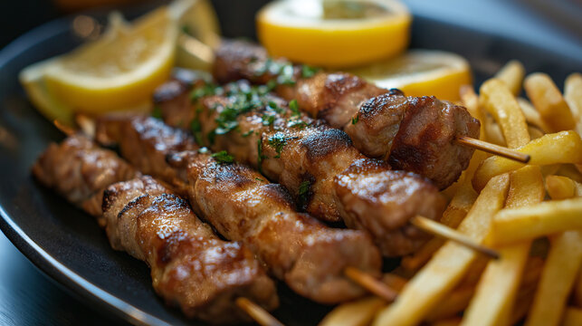 Greek kontosouvli is a large souvlaki made fresh.
