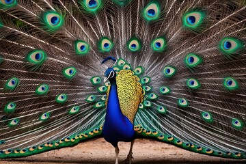 Obraz premium Stunning Peacock Art Print - Colorful Tropical Bird Portrait for Nature-Themed Decor