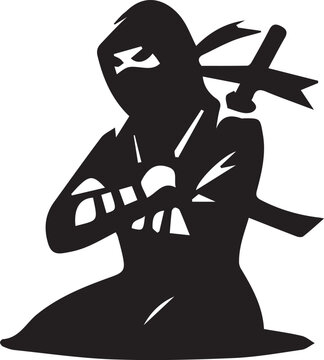recommend clip art: Ninja silhouette -vector image of ninja - black and white ninja  