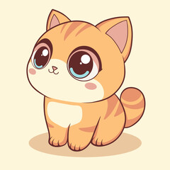Cute Cat Flat Design Vector Illustration