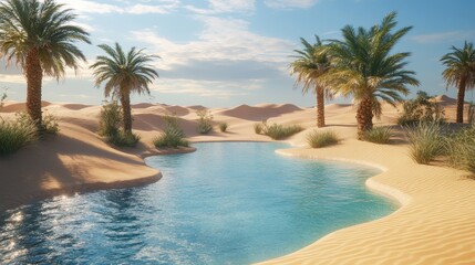 Serene Oasis in the Desert Landscape