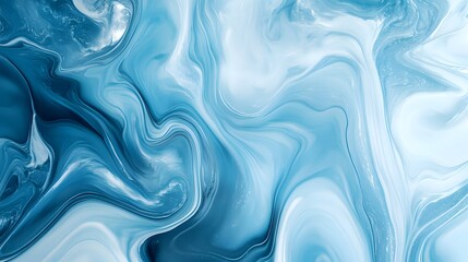 Obraz premium Fluid abstract background with marbled effect in blue and white