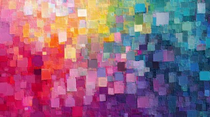 Abstract digital pixels in a mosaic pattern of bright colors