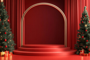 Red Christmas holiday scene background