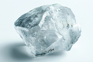 White Crystal Isolated, Titanium Color Stone, Glass Gem, White Background