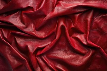 Obraz premium Red leather texture background. Perfect for use in designs related to fashion, luxury, and product mockups.