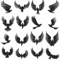 Fototapeta premium Wings flat icon, angel wings emblem, bird feathers minimal silhouette, pigeon sign, spirituality symbol