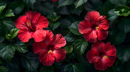 red hibiscus flowers